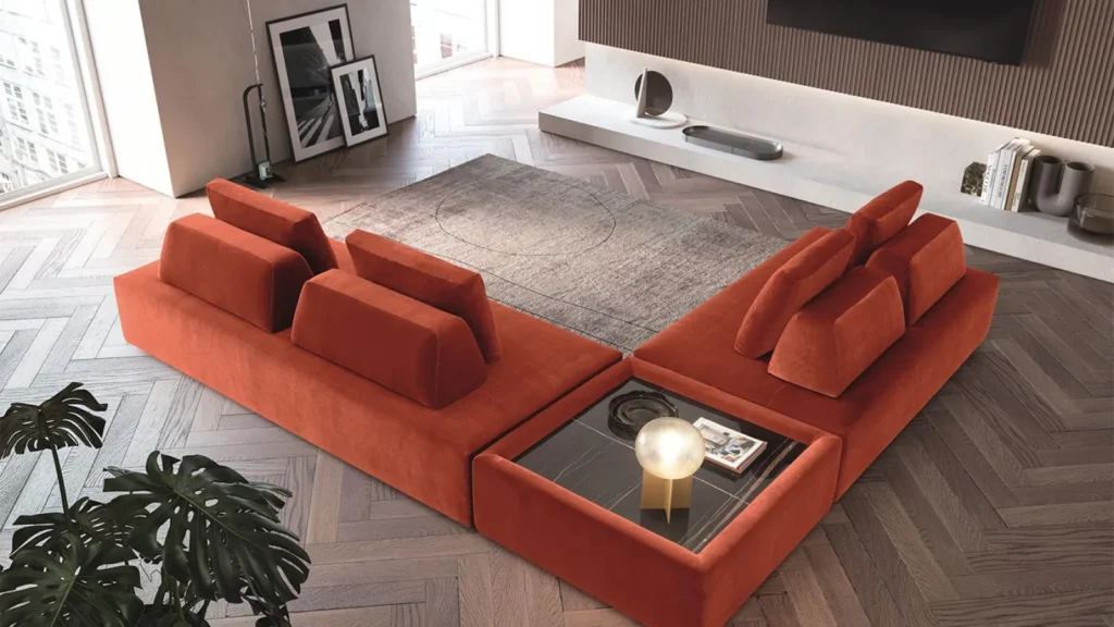 Ssalotto Felis con divano color mattone