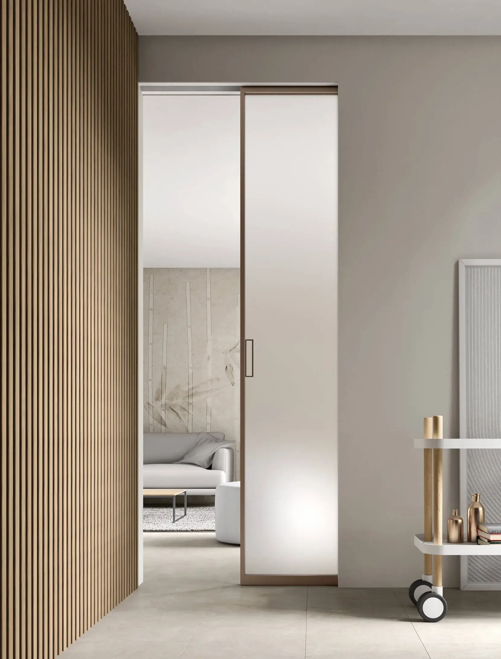 Porta Venus Design scorrevole a vetro con profilo d'orato